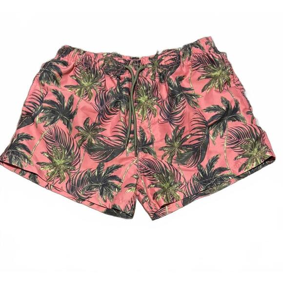 Pants - Seobean Women’s Coral Palm Print Tropical Swim Shorts Trunks Size M